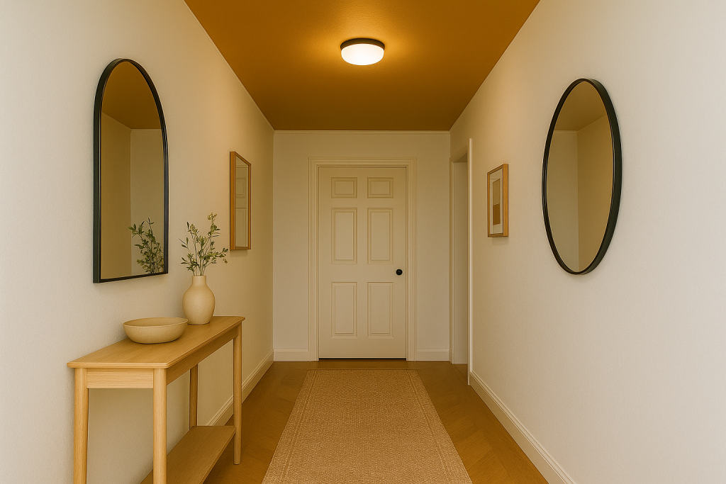 Ingresso di casa con soffitto colorato
