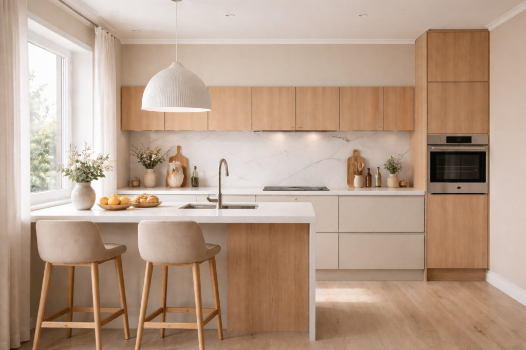 Cucina moderna con dettagli naturali